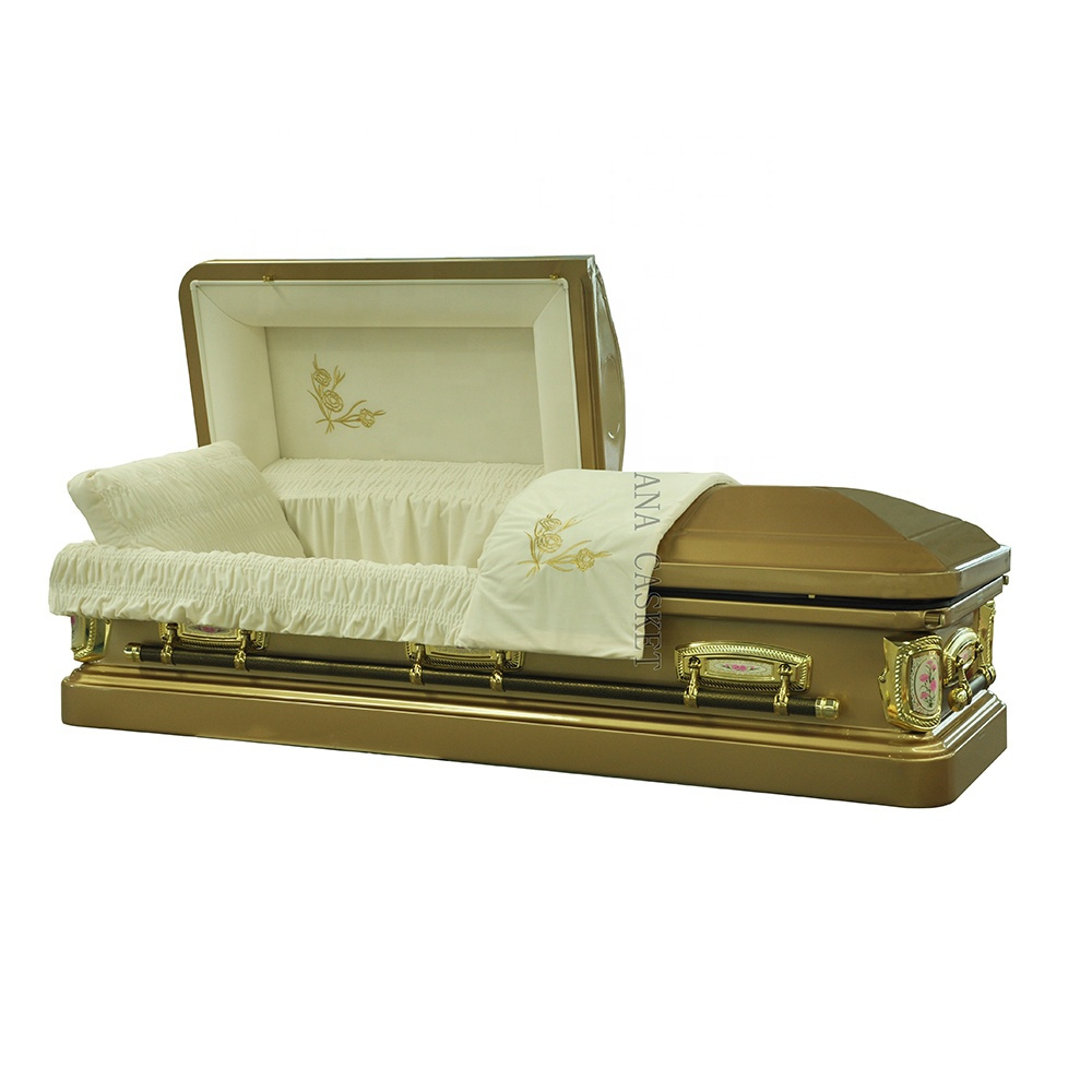 Funeral equipment solid paulownia wooden caskets and coffins of full couch