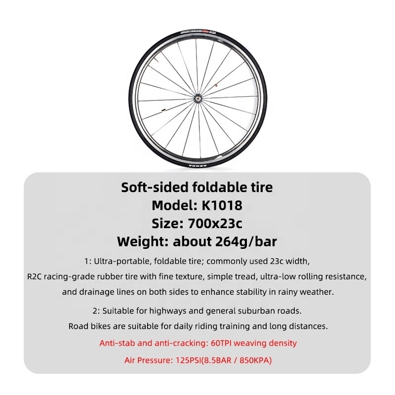 KENDA High quality Folding Road Bike Tire Ultra-portable 700x23/25c 60TPI Bicycle Tires Soft-sided foldable tire