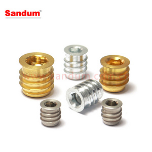 Screw inserts for wood metal threads in round helical wood/plastic/ultrasonic inserted nut