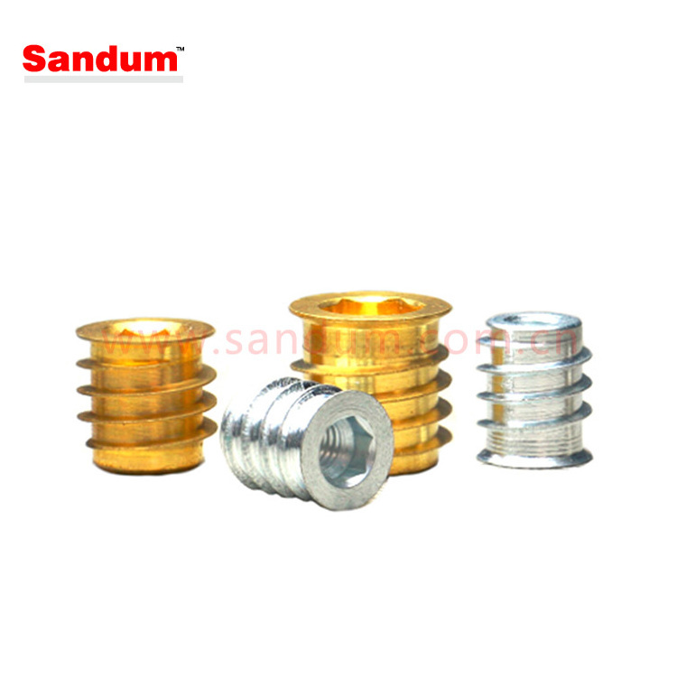 Screw inserts for wood metal threads in round helical wood/plastic/ultrasonic inserted nut