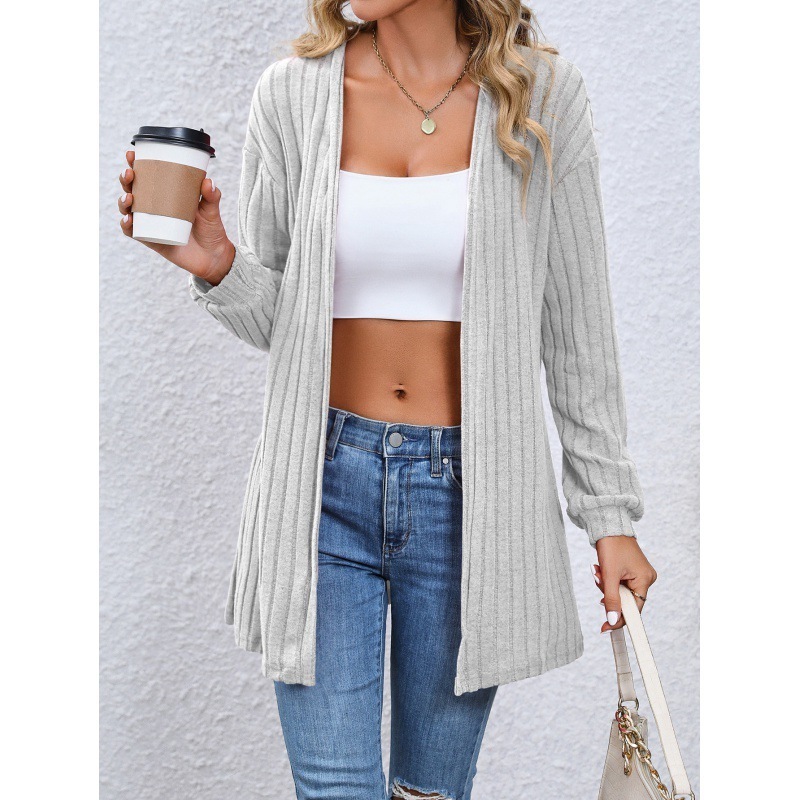 Custom OEM ODM Fashion 2023 Autumn Winter New Design Loose Casual Terylene Knit Cardigan Sweater for Women