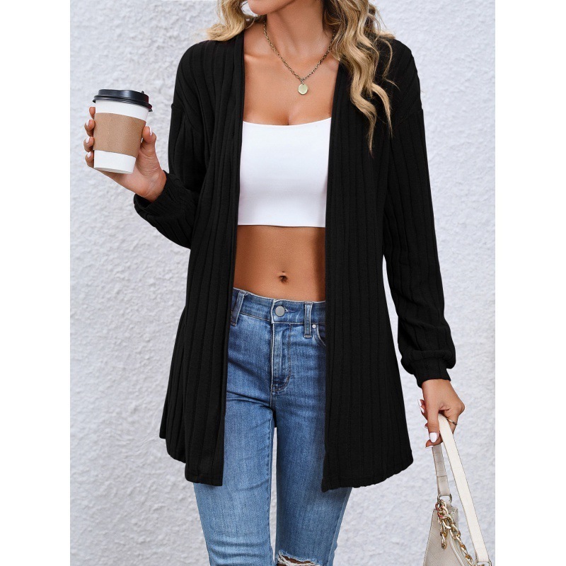 Custom OEM ODM Fashion 2023 Autumn Winter New Design Loose Casual Terylene Knit Cardigan Sweater for Women