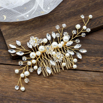 Fairy Hair Tiara Flower Pearl Hair Comb Hair Accessories Wedding Jewelry Bridal Headpiece