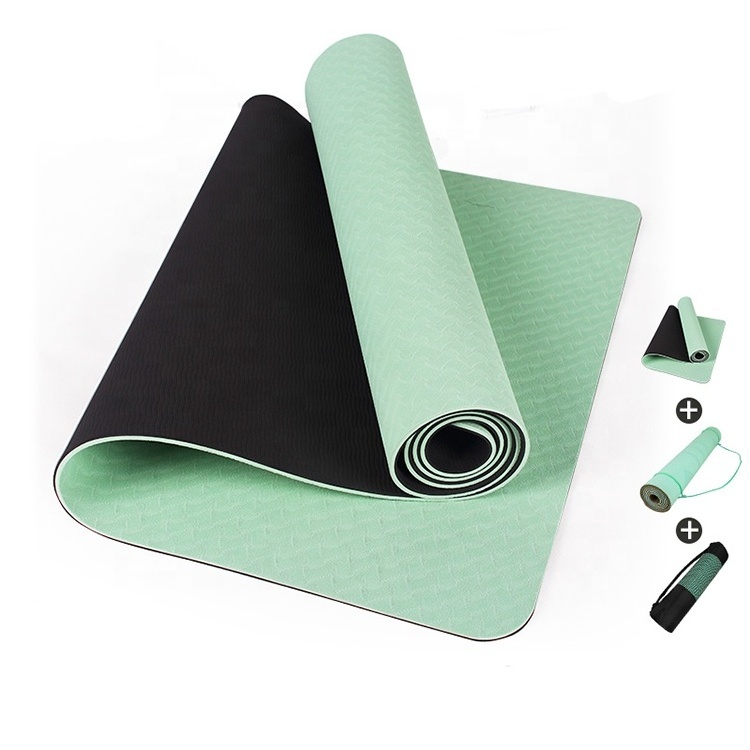 Competitive factory price non slip private label custom  6mm TPE yoga mat double sided eco friendly  mat yoga for yoga pilates