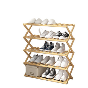 New Arrival Bamboo Wooden Foldable Shoe Rack Storage Organizer Cabinet Folding Design Display For Closet