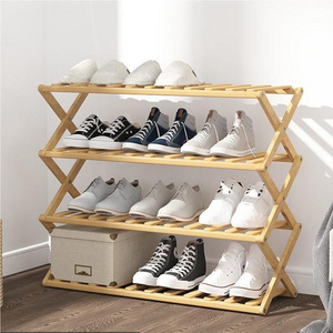 Bamboo Wooden Entryway Shoe Shelf Storage Organizer For Small Spaces