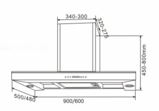 Home kitchen appliance stainless steel body high quality cooker hood chimney