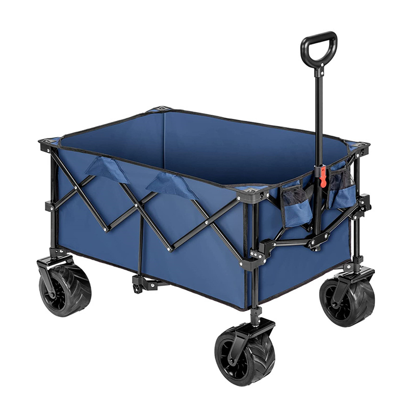 Collapsible Folding Wagon Cart Utility Beach Trolly Folding Garden Portable Hand Cart with All-Terrain Beach Wheels