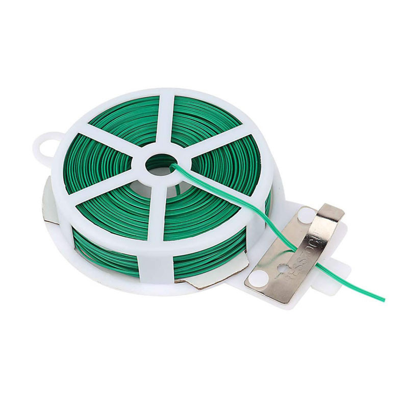 Garden Cable 30/50/100m Plant Twist Tie with Cutter Sturdy Green Coated Wire for Gardening Home Office Reusable Wire Cable