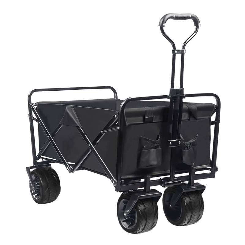 Collapsible Folding Wagon Cart Utility Beach Trolly Folding Garden Portable Hand Cart with All-Terrain Beach Wheels