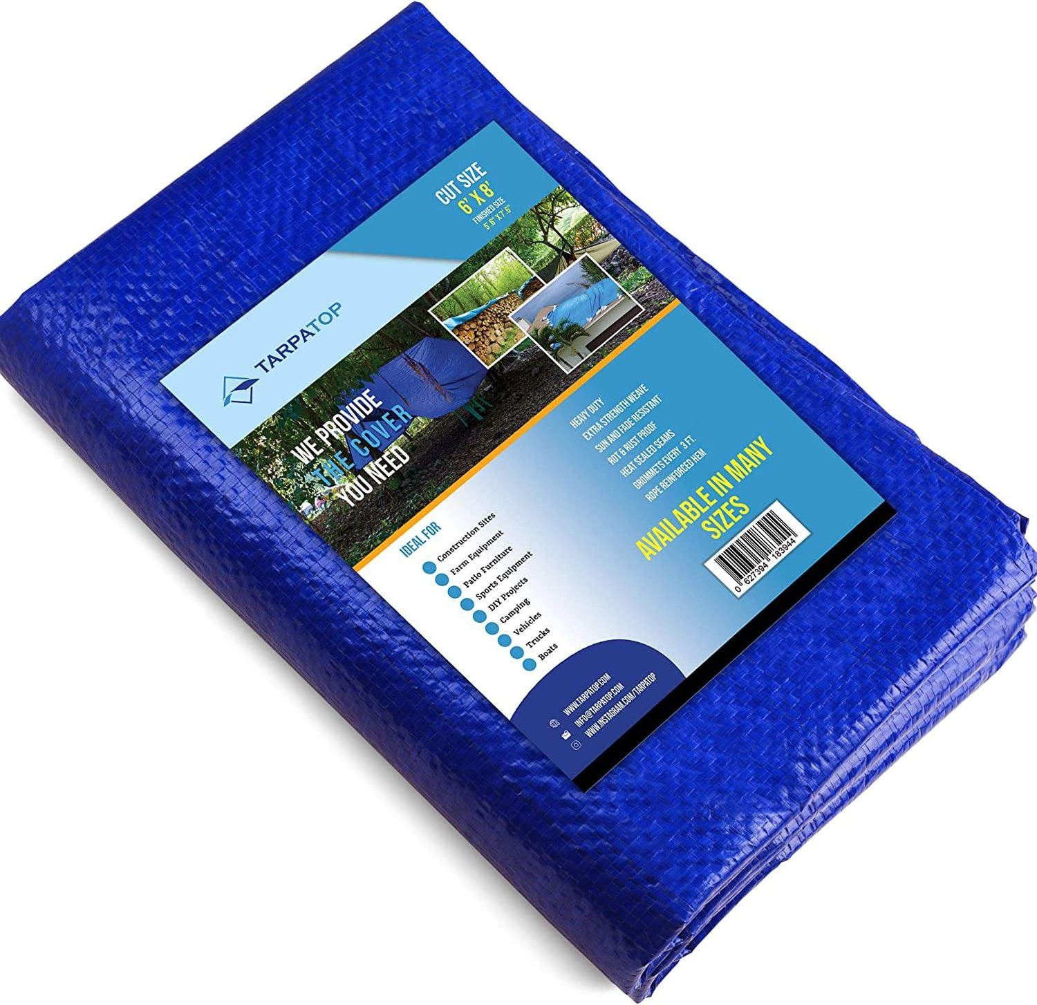 Blue Tarps Heavy Duty Waterproof PE Tarpaulin Durable Sheet Roll Cover Polyethylene Woven Fabric with Reinforced Edges