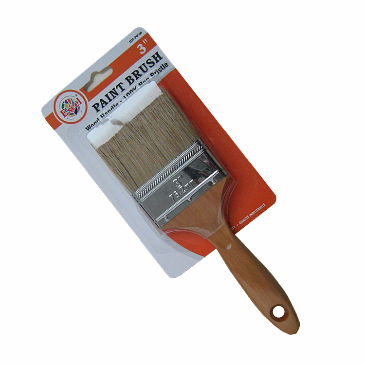 Short Wooden Handle Painting Tools Wall Paint Brush with PP Filaments Mixed Boar Bristle Brush