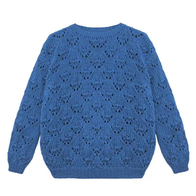 Custom Women O-Neck Knitted Sweater Crochet Solid Hollowed Out Jumper Casual Autumn Pullover