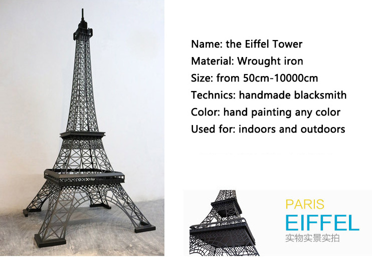 handmade large wrought iron metal sculpture ornaments of The Eiffel Tower for home or garden indoors and outdoors