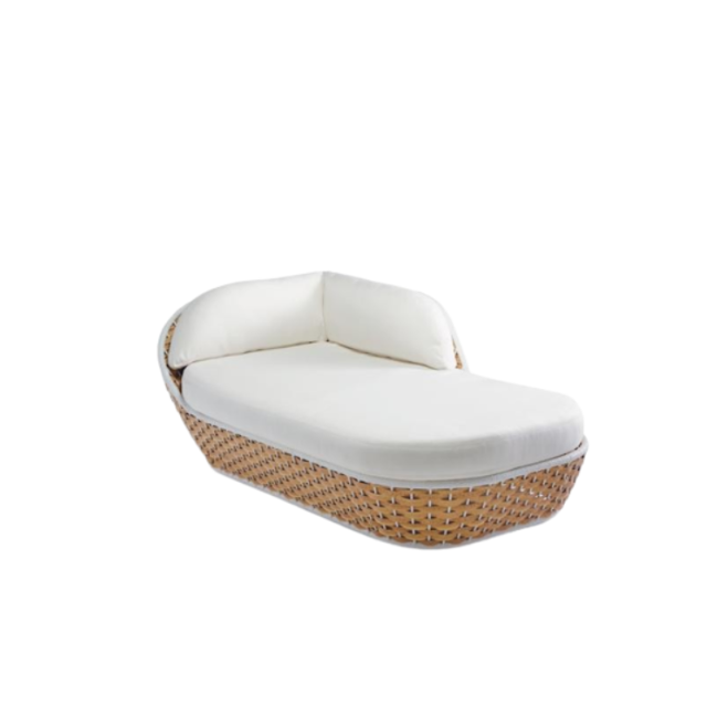 Hot selling waterproof rattan round sun loungers with soft cushions modern minimalist outdoor furniture hotel furniture