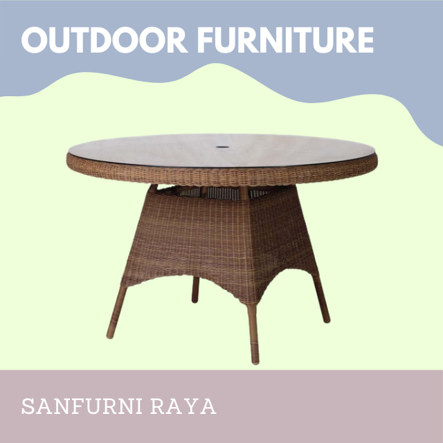 Outdoor rattan wicker table with umbrella hole modern contemporary designs high quality export wholesale price from Indonesia