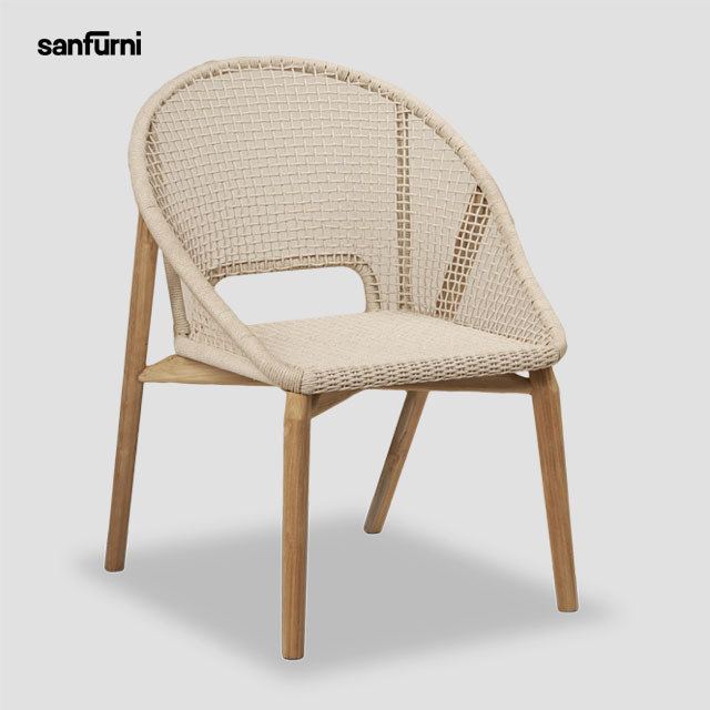 HOT SALE Outdoor solid wood furniture rattan courtyard villa garden chair  Comfortable Modern chair from Indonesia