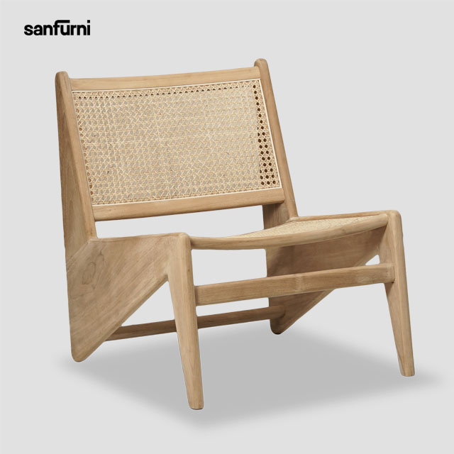 solid teak wood Armchair Lounge Chair for Garden Living room Furniture with rattan outdoor furniture leisure chair