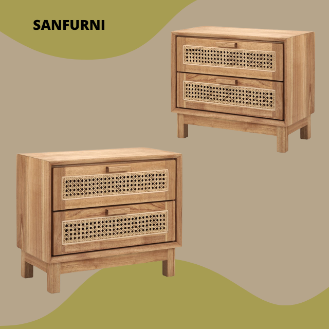 Home Decoration Modern Simple Design Rattan Woven Drawer Side Cabinet Bedside Cabinet High QualityMade in Indonesia