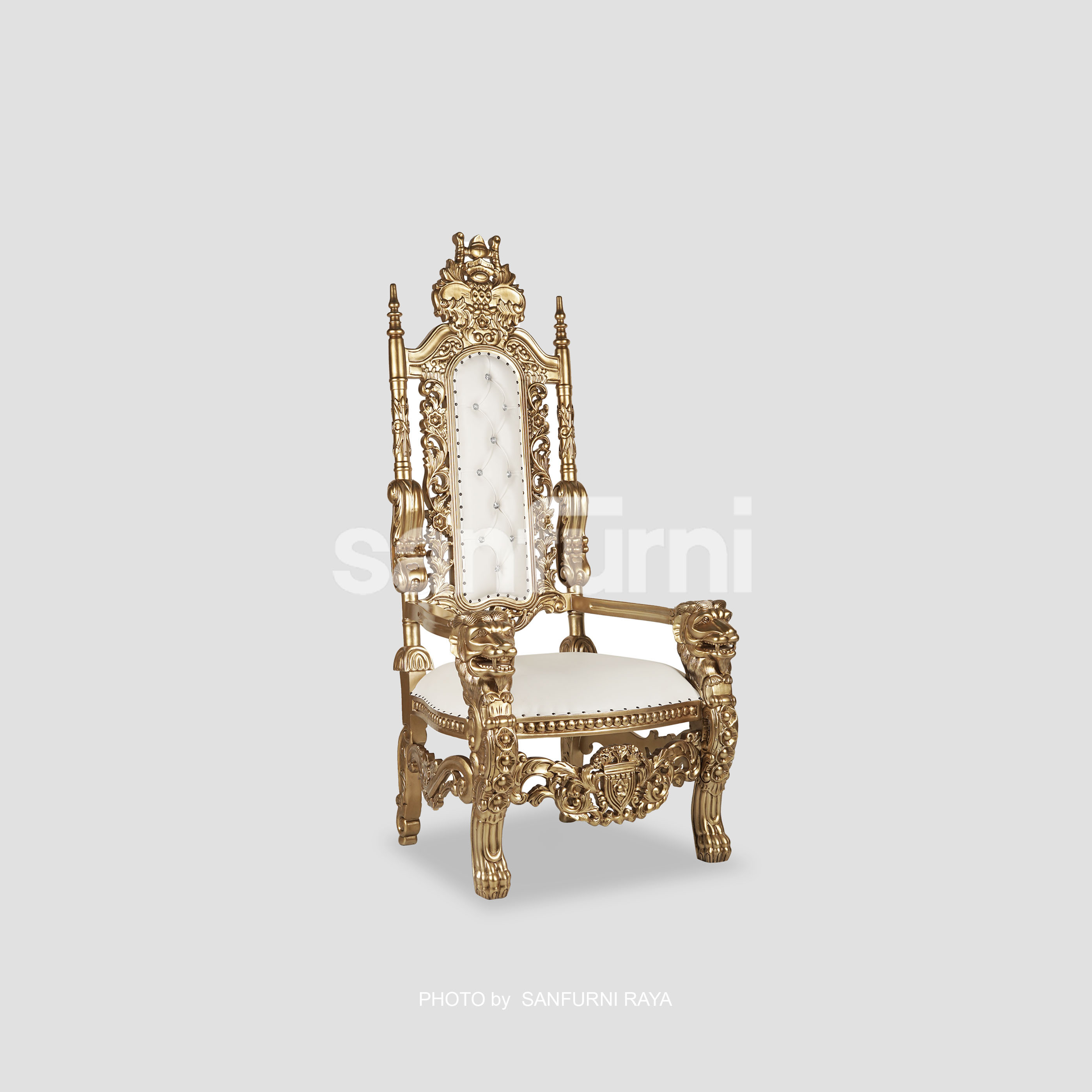 King Throne Chair Mahogany Teak Mindi Oak Sungkai Beech Birch Ash Solid Wood Hot Selling for Rental Wedding Party Luxury