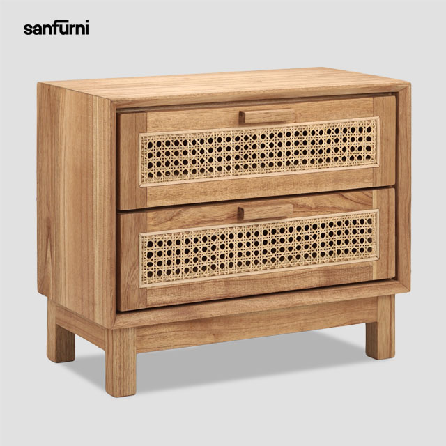 Home Decoration Modern Simple Design Rattan Woven Drawer Side Cabinet Bedside Cabinet High QualityMade in Indonesia