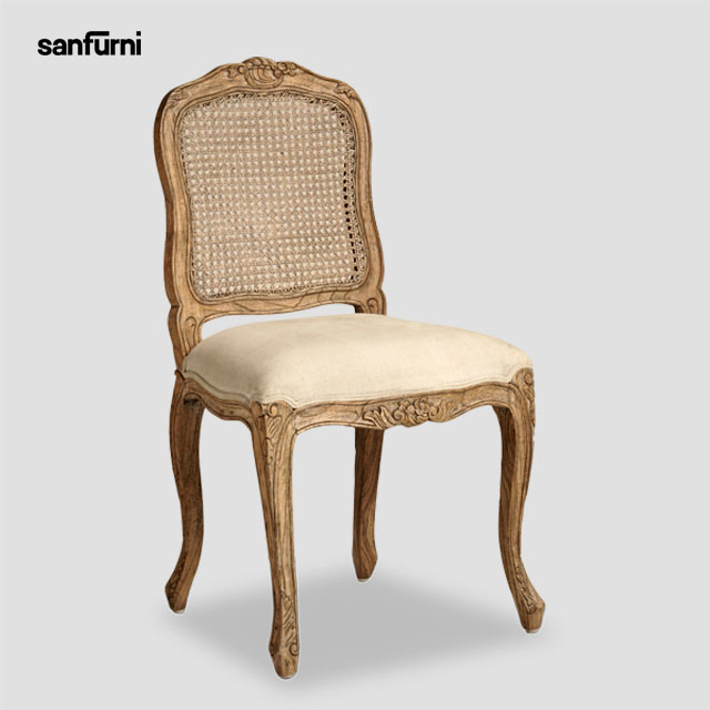 High Quality Vintage Restaurant Wooden Hand carved Dining Rattan Back Chair comfortable chair Wholesale Price