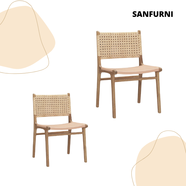 Wholesale Price Dining Chair with Rattan Comfortable chair for Dining room Indoor furniture Direct Factory Made in Indonesia