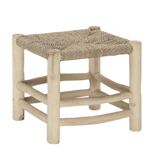 New fashion small bench made of solid teak wood with woven rope handmade home furniture high quality furniture from Indonesia