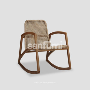 Pandhawa Teak Mahogany Sungkai Mindi Mango Jackfruit Sonokeling Ash Oak Birch Beech Solid Wood  Rattan Modern Rocking Chair