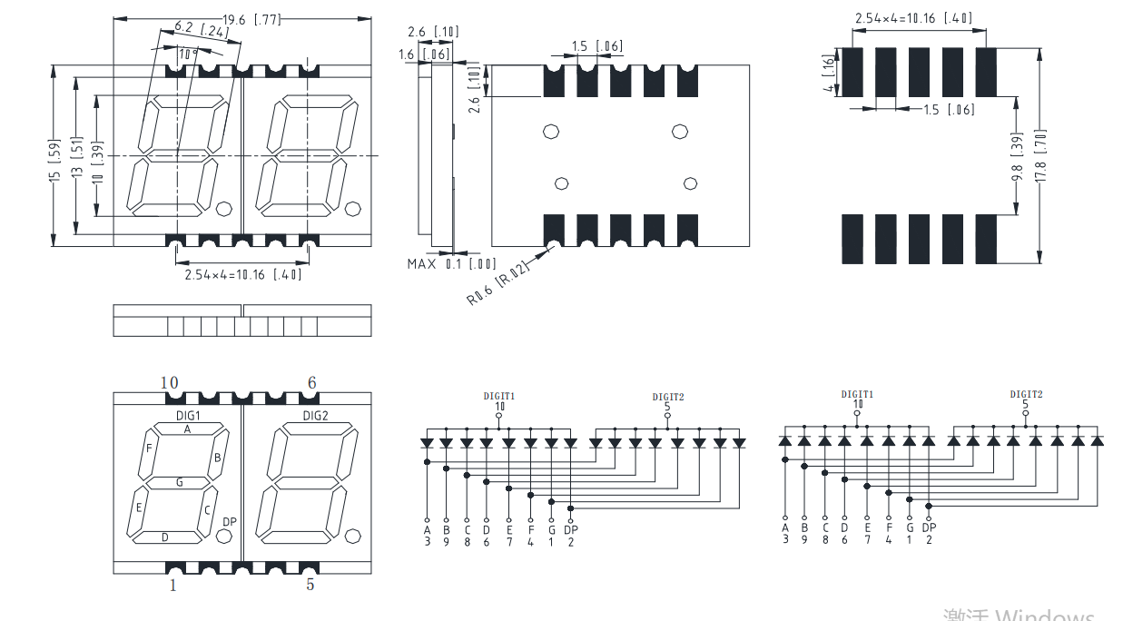 0.39 inch ultra thin full color surface mount  3920 SMD SMT dual digit 7 segment led display