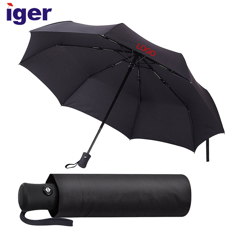 Multi Coloured Custom Print, 21 8K Fabric Polyester Pongee Auto Open Close Pink Black 3 Fold Umbrellas/