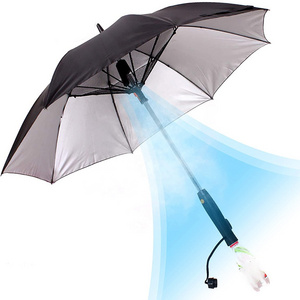 Electric Charger Cooling Misting, UV50 Golf Umbrella with Fan And Water Spray Bottle Multi-Function Sun Rain Straight Umbrella/