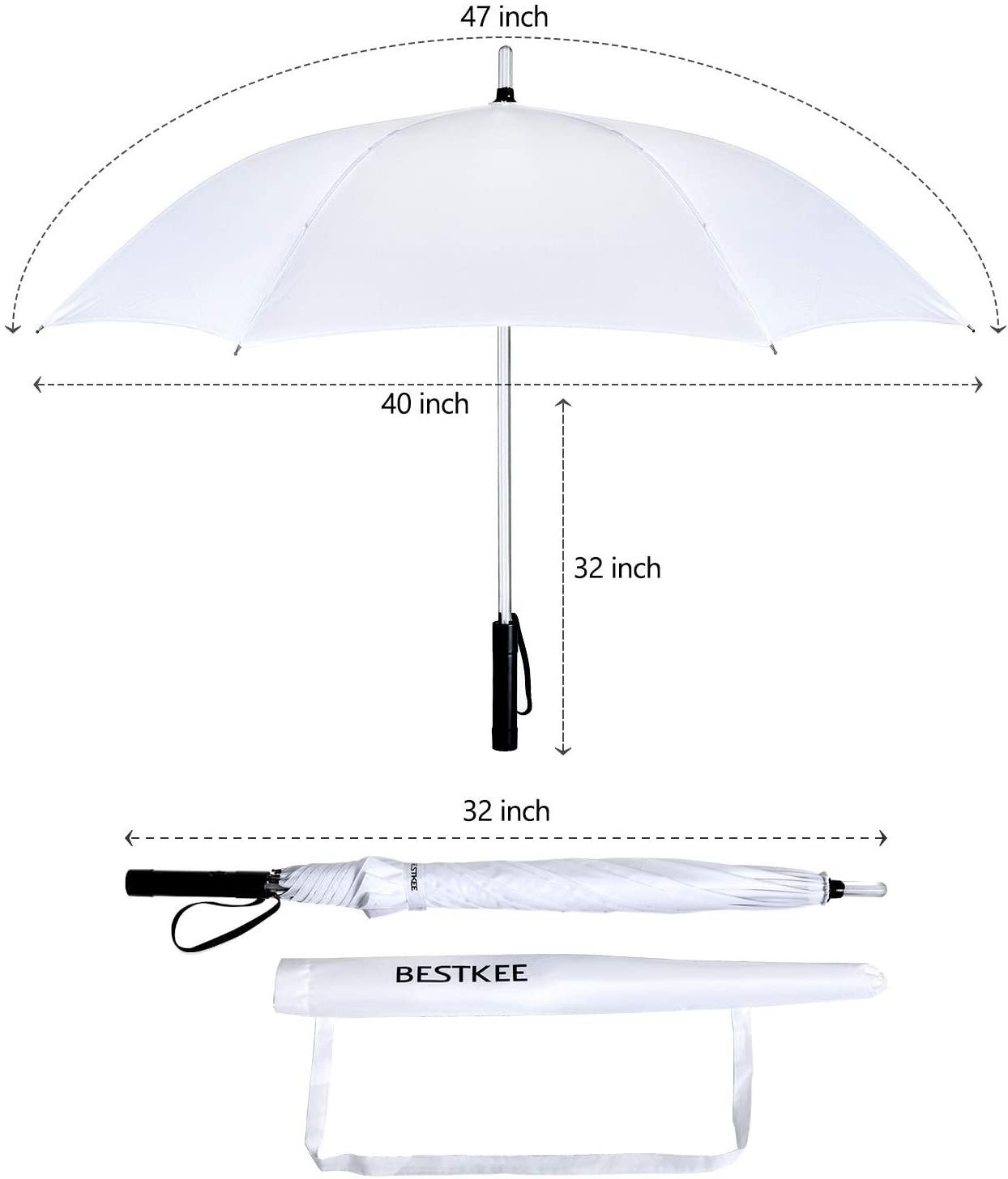 Cheap Custom Portable Led, Light Up Golf Umbrellas with 7 Color LED Light Changing Rain Straight Umbrella Built in Flashlight/