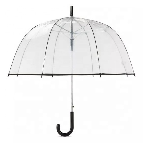 High Quality Cheap PVC, POE Custom Logo Printing Rain Straight Bubble Golf Dome Transparent Clear Umbrella For Women Kids/