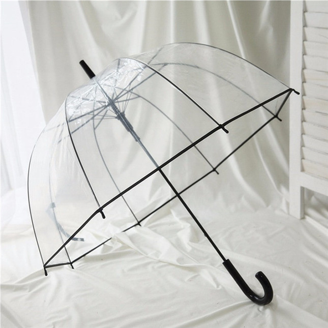 High Quality Cheap PVC, POE Custom Logo Printing Rain Straight Bubble Golf Dome Transparent Clear Umbrella For Women Kids/