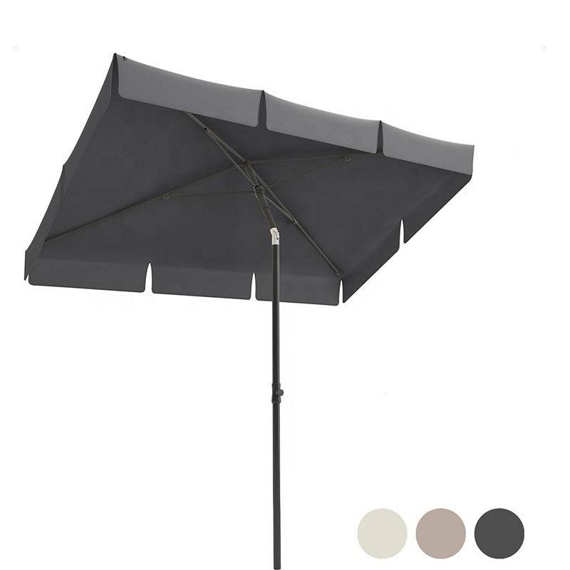 Balcony Adjustable Polyester Aluminium Upf50+ Sunshade Parasols Rectangular Waterproof Patio Umbrellas For Outdoor Garden Beach