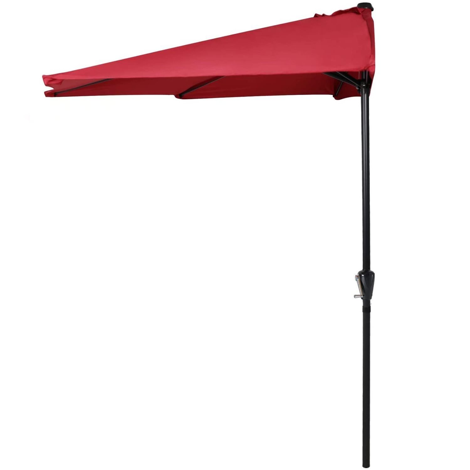 10ft Patio Half Umbrellas Off-the-wall Sun Shade Windproof Market Steel Half Round Outdoor Parasols With Crank For Wall Balcony