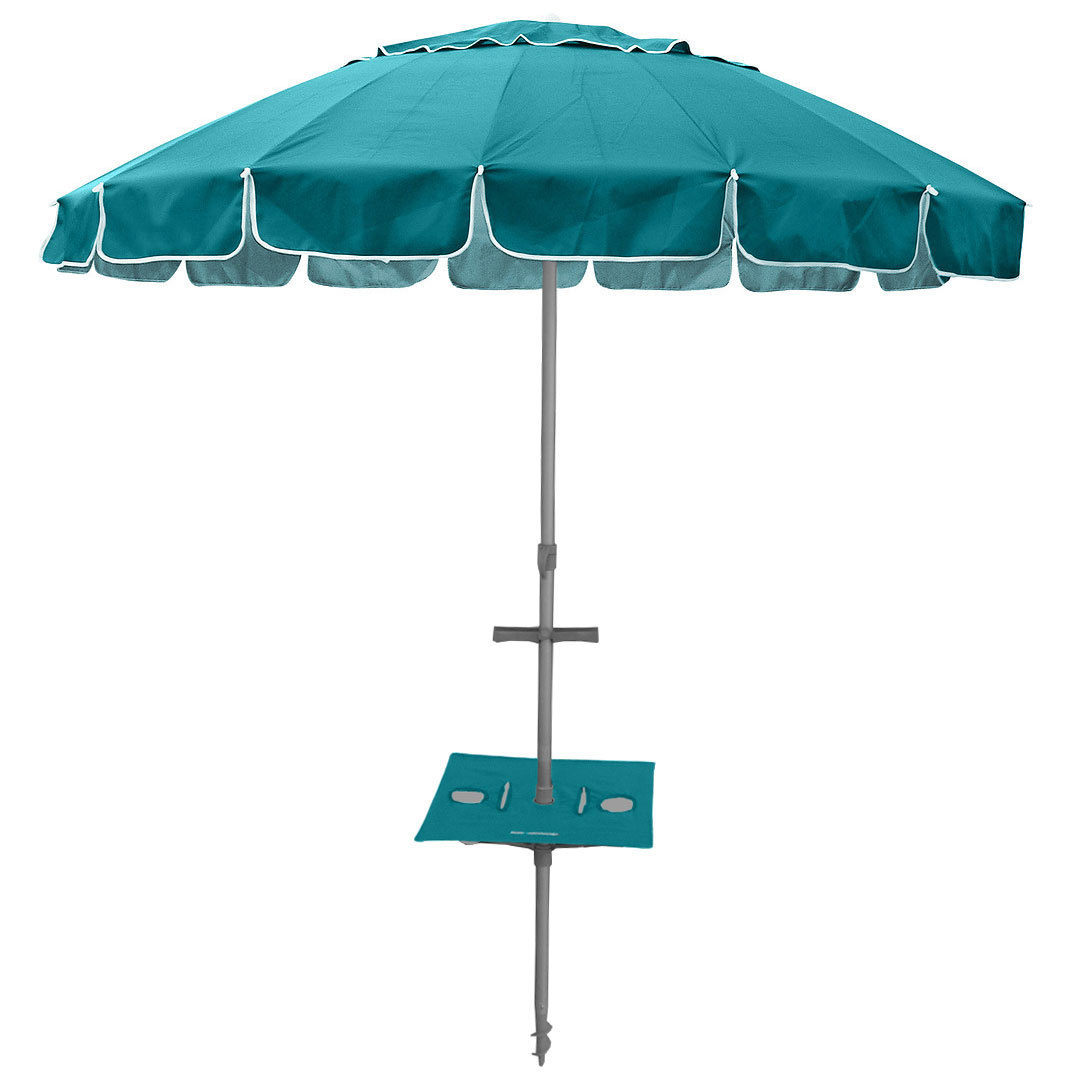 Portable Commercial Steel Beach Umbrella with Table Tray Air Vent Carry Bag Cup Holder UV 50+ Protection Windproof Multicolor