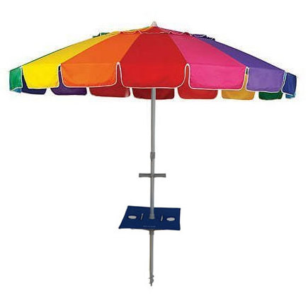 Portable Commercial Steel Beach Umbrella with Table Tray Air Vent Carry Bag Cup Holder UV 50+ Protection Windproof Multicolor