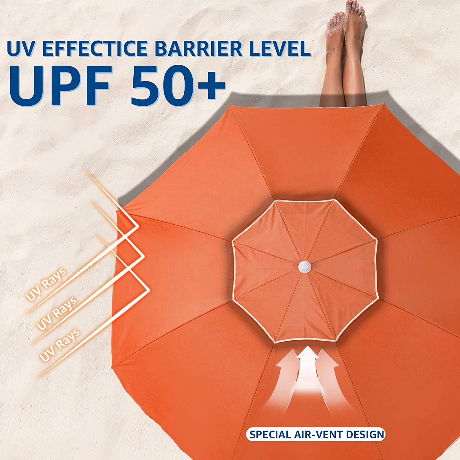 Cheap 6.5FT Beach Umbrella UV 50+ Outdoor Portable Sunshade Parasol with Push Button Tilt Sand Anchor Carry Bag for Patio Garden