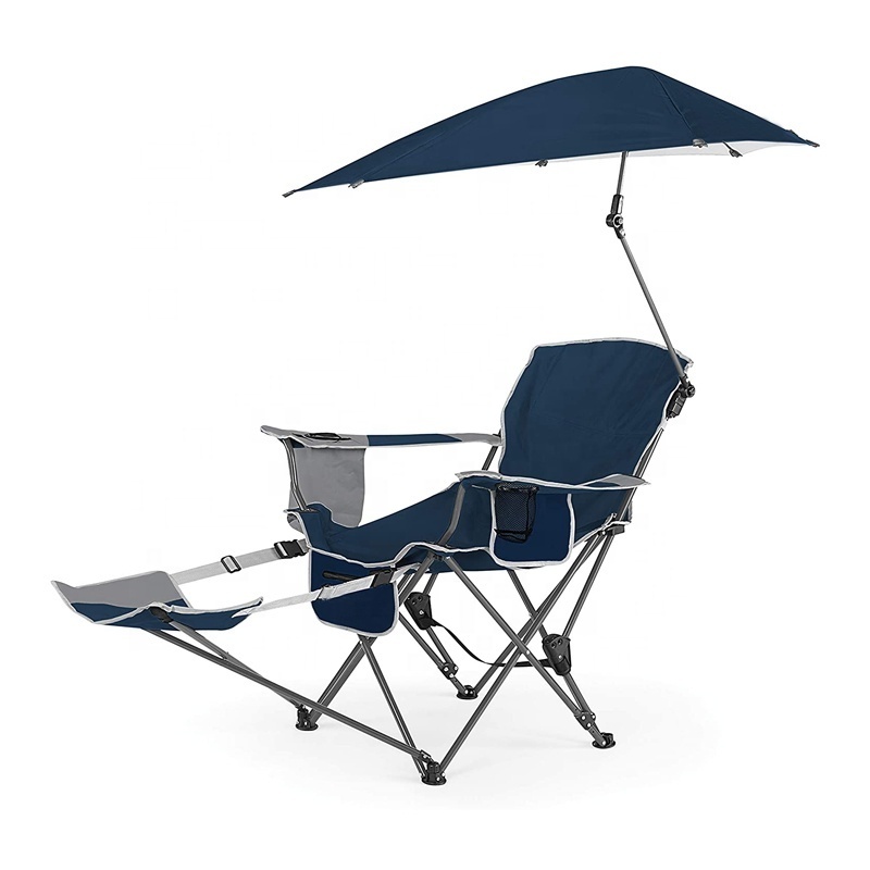 New Style Camping travel Chair 3 Position Folding Recliner Beach Chair with Removable Umbrella and Footrest