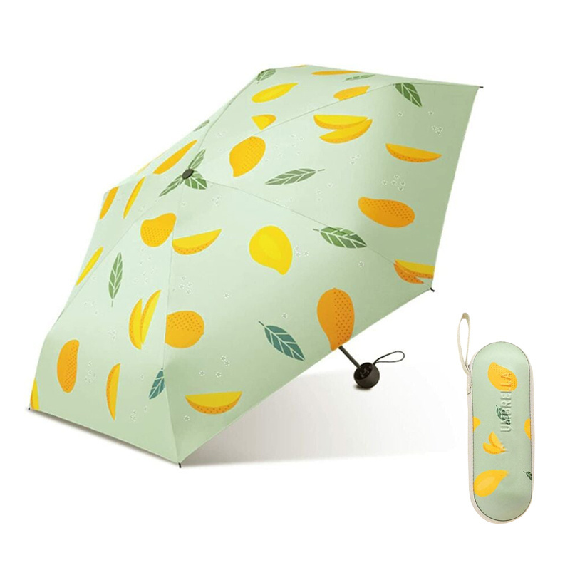 Mini Capsule Shaped Foldable Design Payung Sombrillas Paraguas Lightweight UV Protection Five Folding Umbrella With Logo Prints