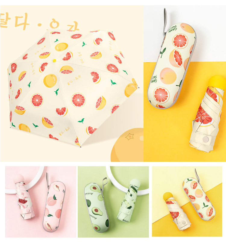 Mini Capsule Shaped Foldable Design Payung Sombrillas Paraguas Lightweight UV Protection Five Folding Umbrella With Logo Prints