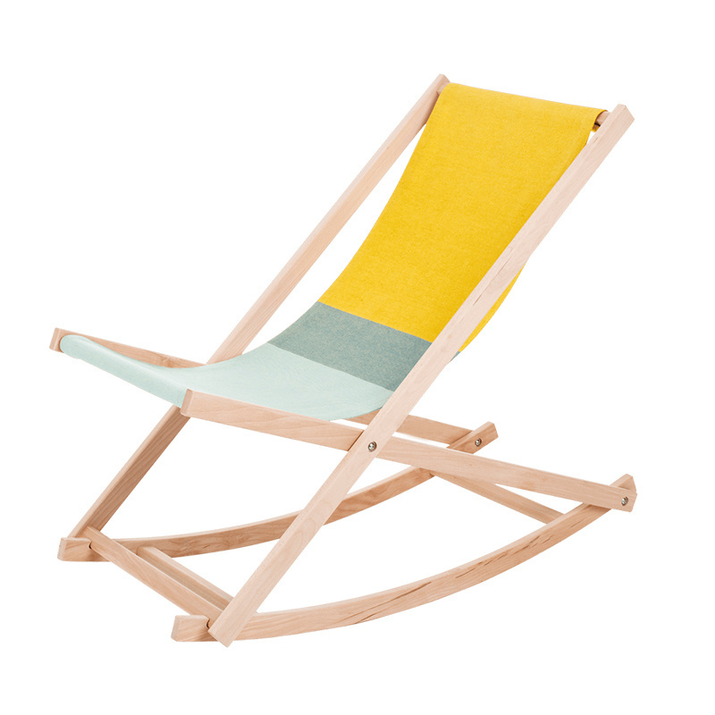 Custom Modern Comfort Lazy Swing Rocking Chair Wooden Classic Folding Lawn Sling Beach Lounge Chairs For Outdoor Camping Travel