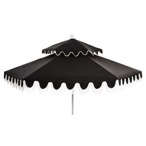 9 Feet Swimming Pool Vintage Double Canopy Crank Open Scalloped Jardin Garden Parasols Patio Umbrellas With White Edge Fringe