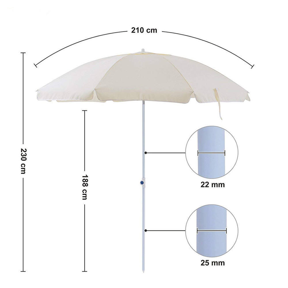 Wholesale Custom Cheap Promotional UV Protection Big White Twist-In Portable Parasols Outdoor Beach Umbrellas With Logo Prints