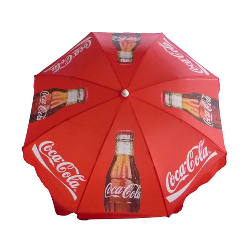 Cheap 200cm Large Windproof UV Protection Folding coca cola parasol Custom Branded Commercial Advertising Beach Umbrellas