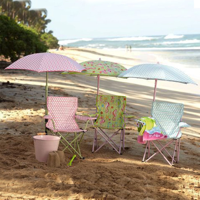 Wholesale Portable Folding kids Camping Beach Chair With Umbrella Custom Printed Beach Lounge Chairs With Canopy For Children