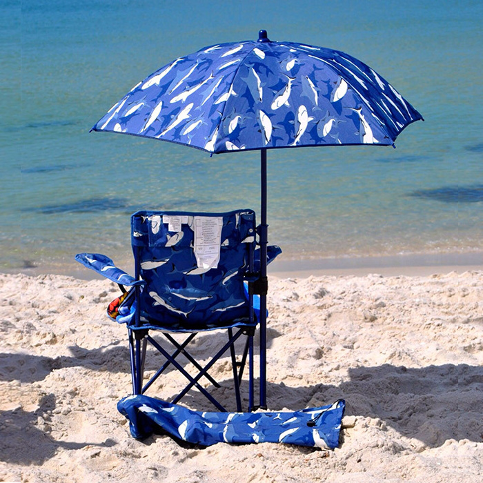 Wholesale Portable Folding kids Camping Beach Chair With Umbrella Custom Printed Beach Lounge Chairs With Canopy For Children