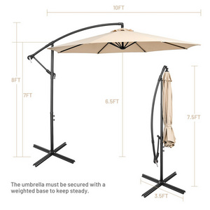 2023 Summer Hot Sale Large Garden Outdoor Yard Steel Banana Hanging Umbrella Foldable Tilt Patio Market Cantilever Umbrella